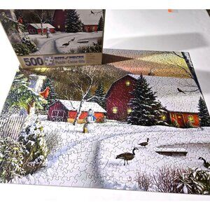 Bits & Pieces IN THE STILL LIGHT OF DAWN Jigsaw Puzzle 500p COMPLETE winter barn